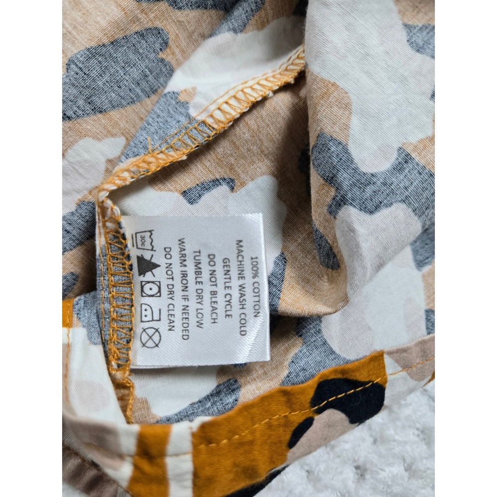 Mud Pie Mustard Yellow Abstract Animal Print Tiered Puff Sleeve Midi Dress Small - Picture 9 of 9